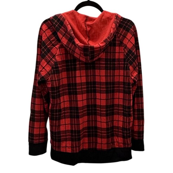 Victoria Sport Red Black Plaid Zip Hoodie Jacket XS Womens Lightweight Layering - Picture 5 of 6